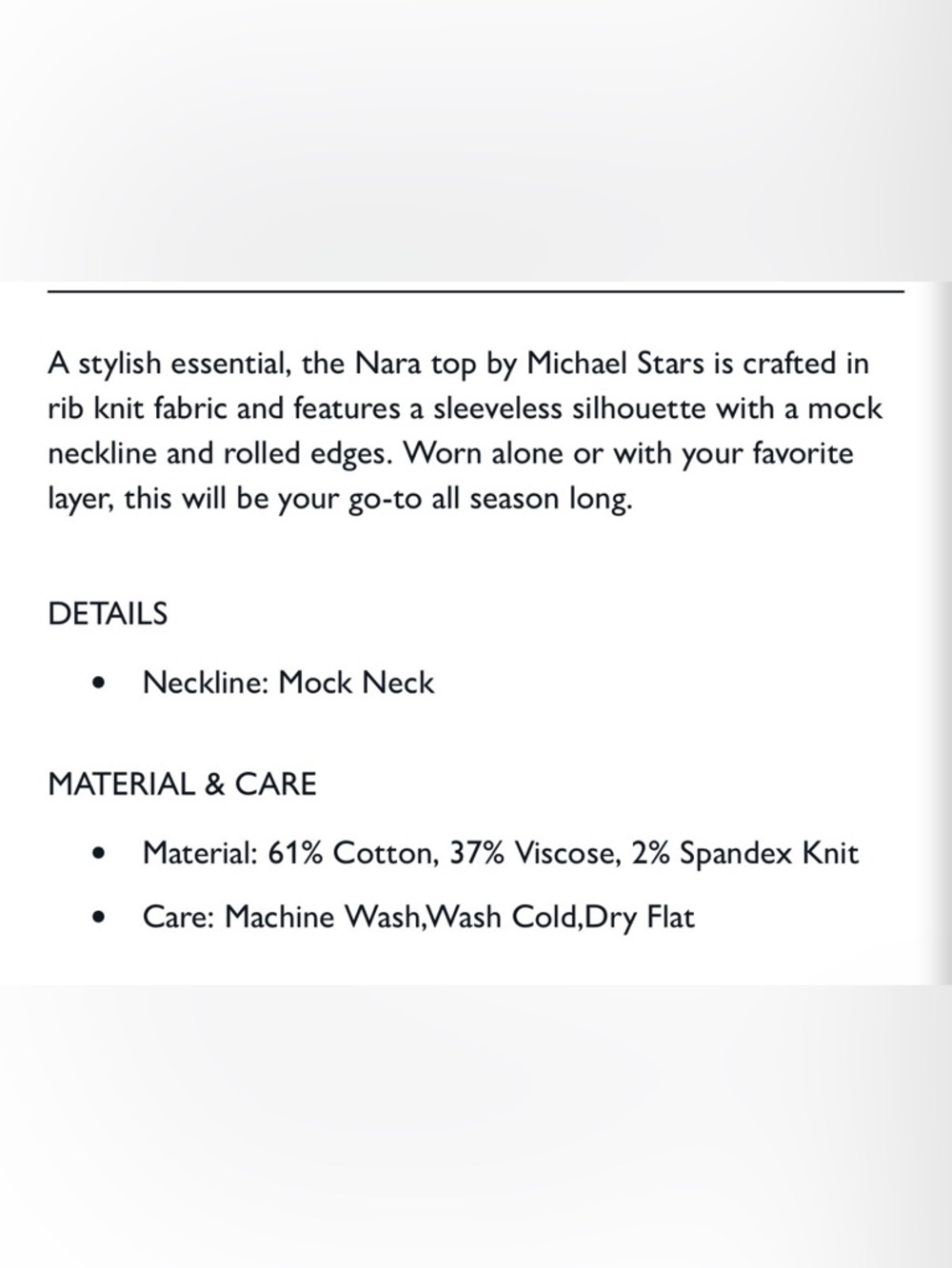 Michael Stars “Nara” sleeveless mock neck top - Picture 2 of 4